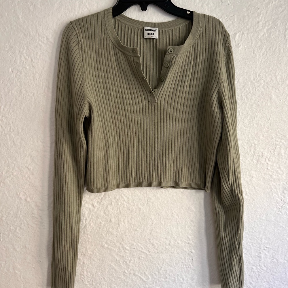 Sunday Best Sage Ribbed Crop Top